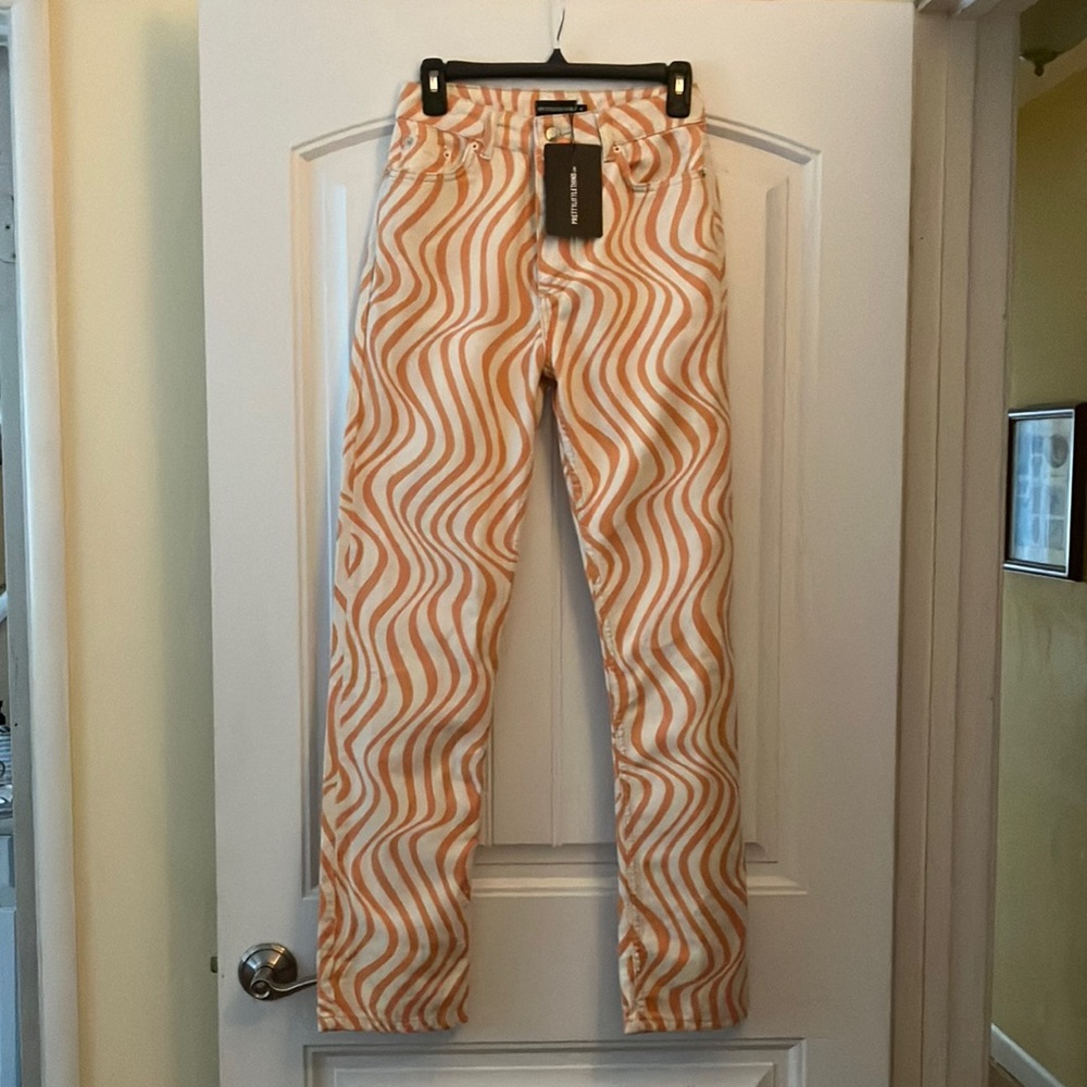 Orange and cream jeans